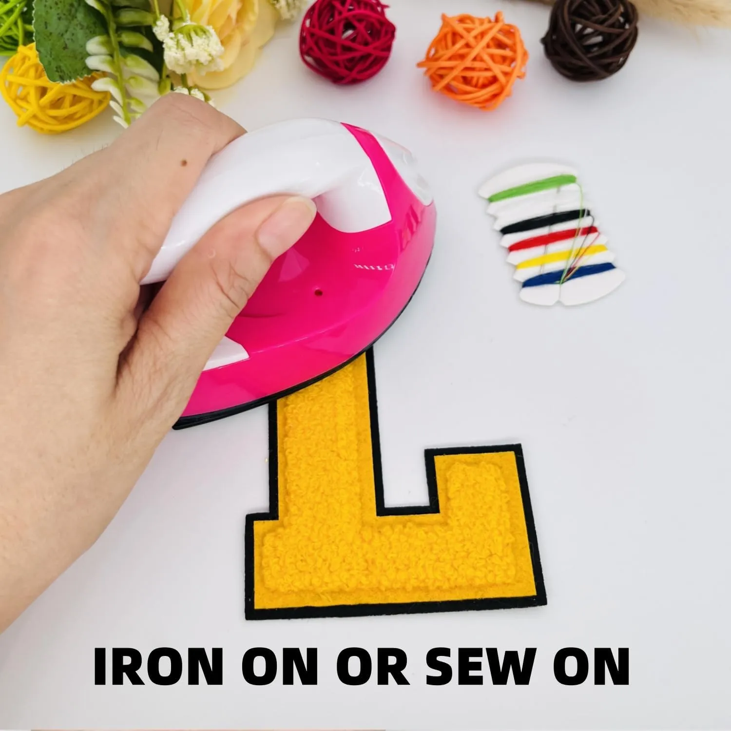 1 PCS 4.2" Yellow Chenille Letter Patches, Iron on Patches for Hats Clothes Bags Backpacks Jeans, Initial Patches Large Varsity Letter. (Letter L)