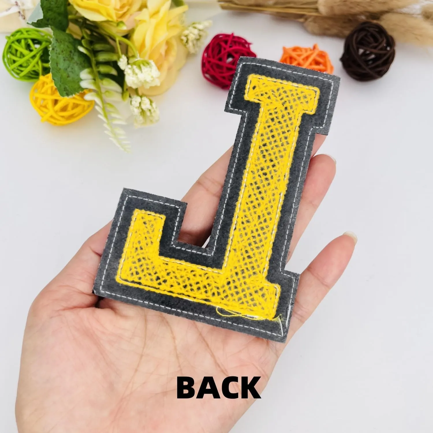 1 PCS 4.2" Yellow Chenille Letter Patches, Iron on Patches for Hats Clothes Bags Backpacks Jeans, Initial Patches Large Varsity Letter. (Letter L)