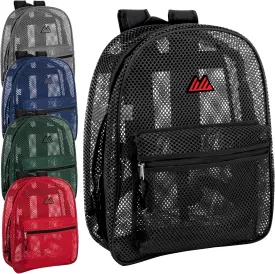 24 Pack Bulk Mesh Backpacks for School Kids, Adults, Beach, and Travel, 17" Mesh Backpacks in Bulk