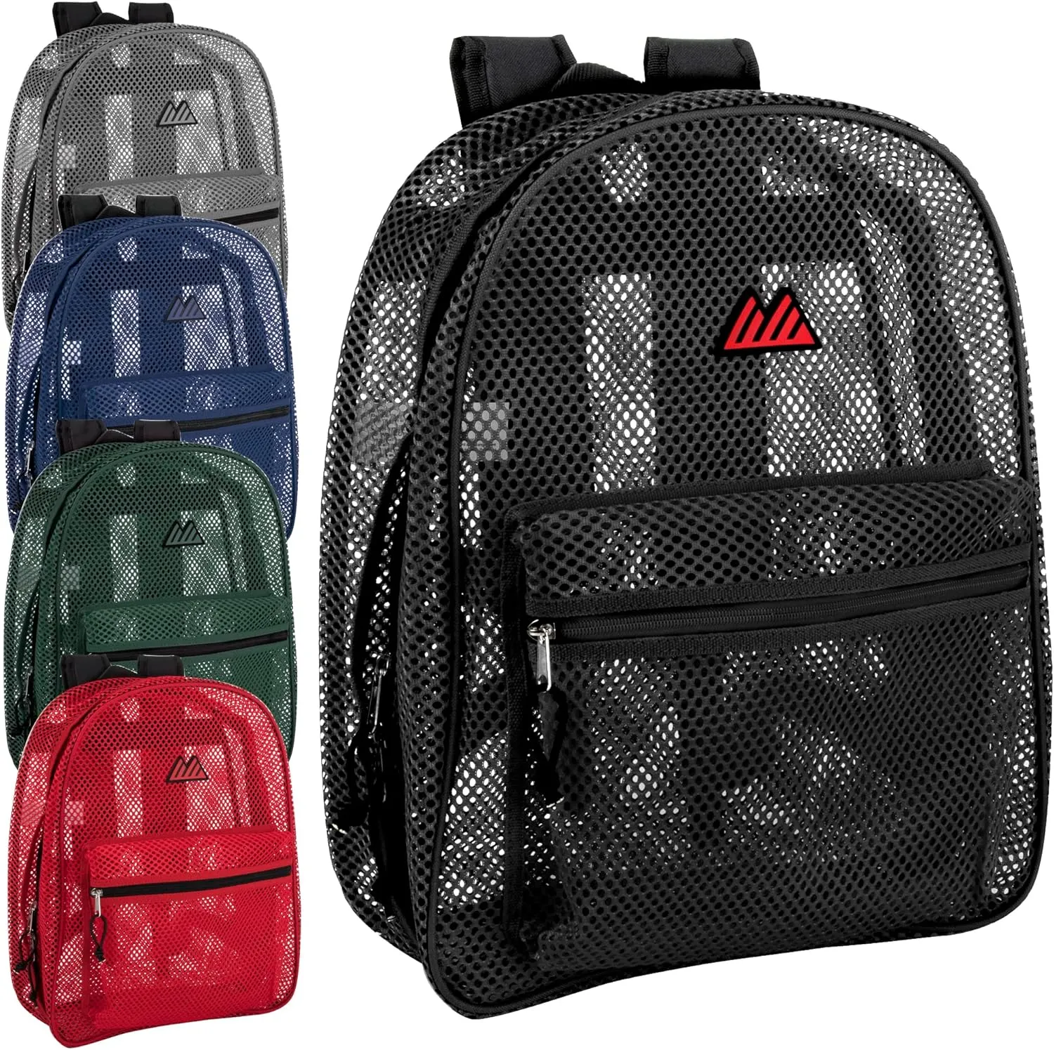 24 Pack Bulk Mesh Backpacks for School Kids, Adults, Beach, and Travel, 17" Mesh Backpacks in Bulk