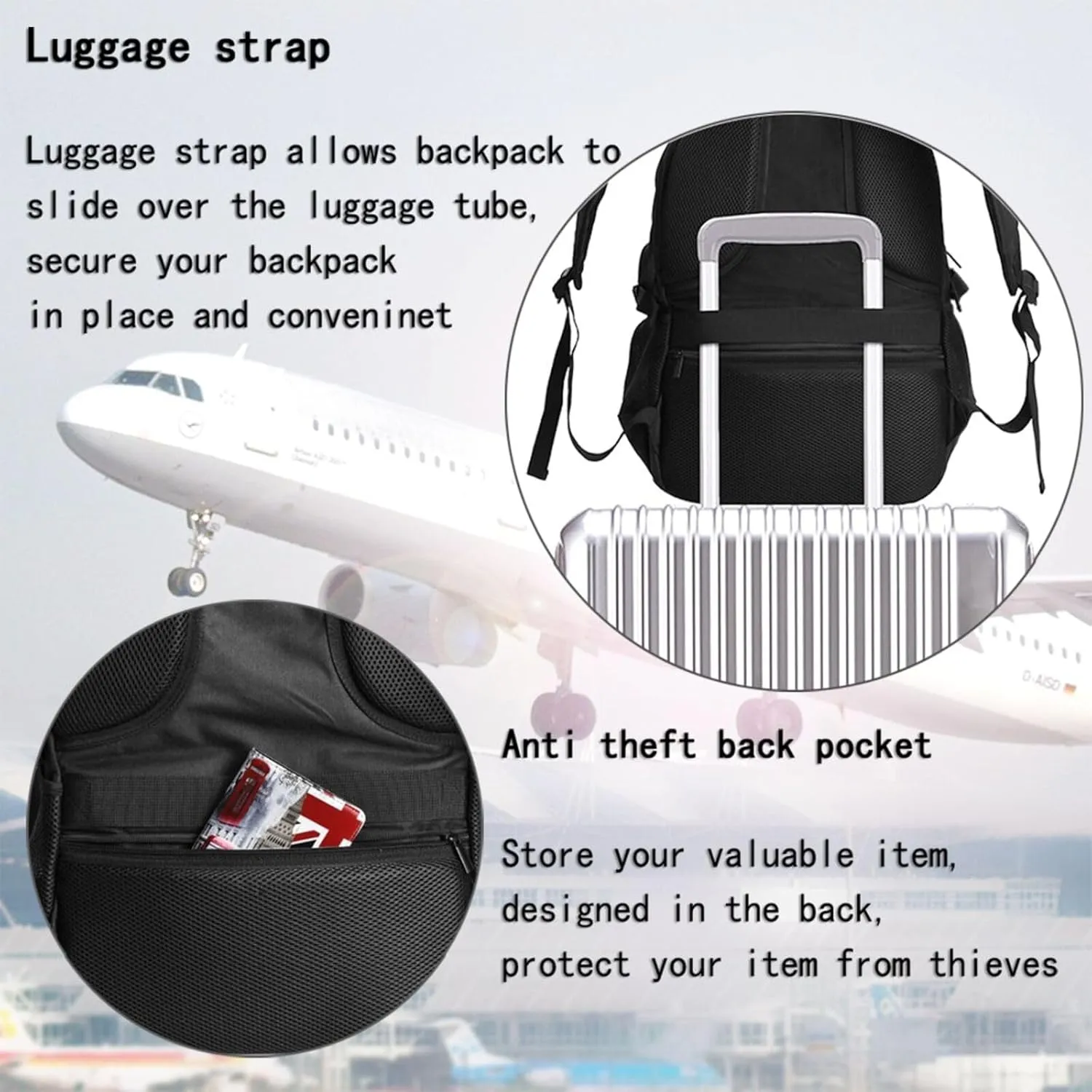 American Flag Patriotic Travel Backpack Laptop Backpacks Business Rucksack Outdoor Daypack Large Sport Bag with Luggage Strap USB Charging Port for Hiking Working