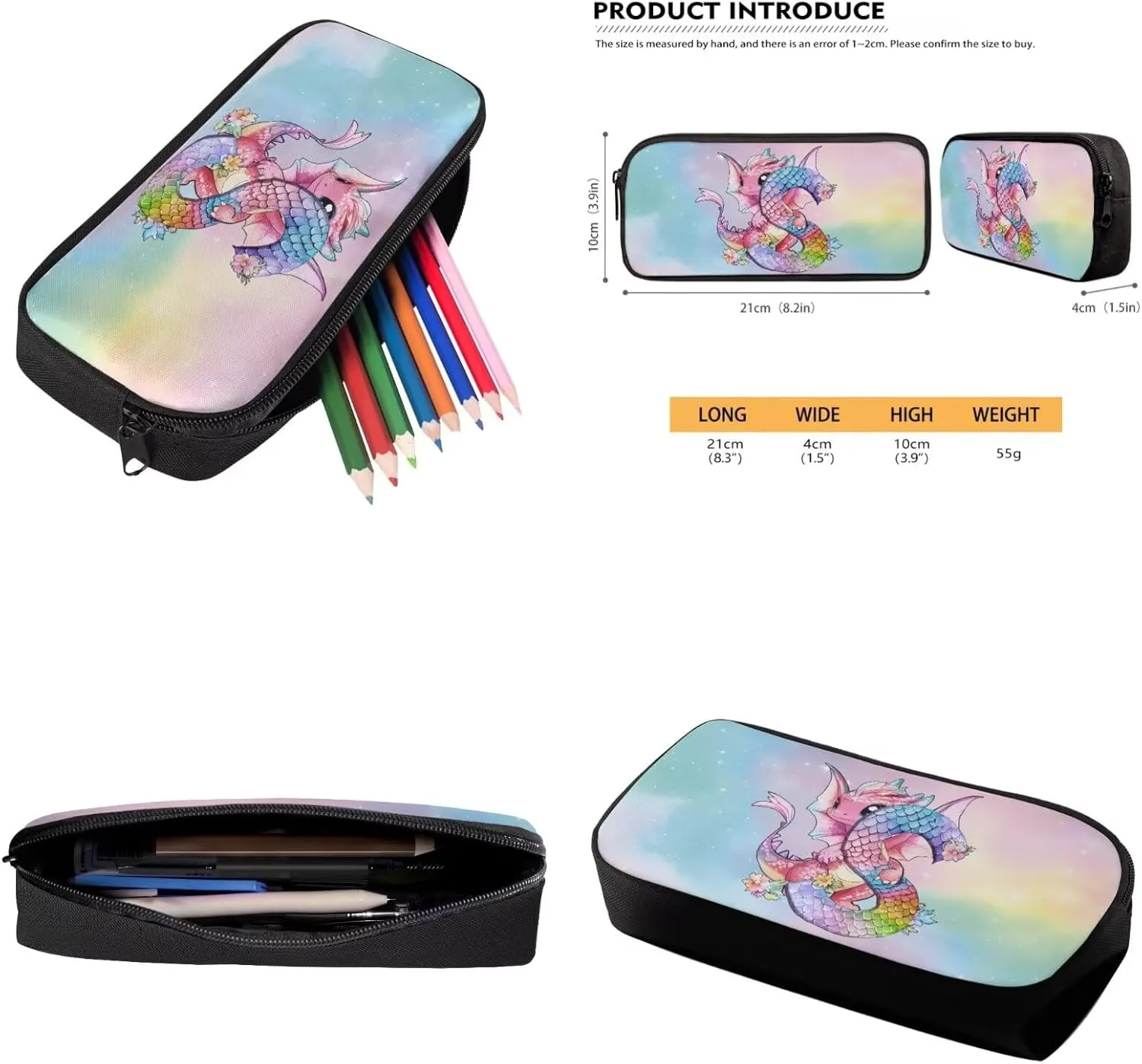 Axis Dragon and Capital S Print Schoolbag for Girls Backpack and Lunch Box Pencil Case Lightweight Bookbags 8-12 Kids Backpack Sets 3 Pcs Elementary School Bag