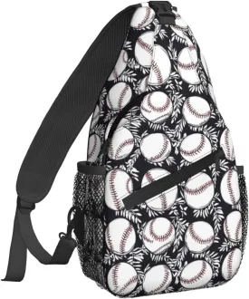 Baseball Leaves Sling Bag For Women Crossbody Shoulder Bag Casual Daypack Backpacks Men Chest Bag Gym Cycling Travel Hiking