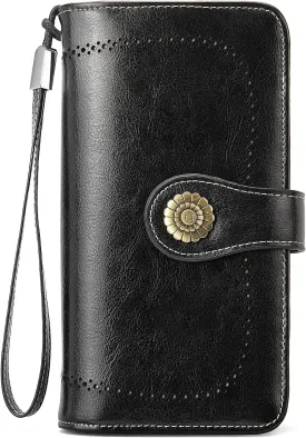 BOSTANTEN Leather Wallet for Women RFID Blocking Zip Around Credit Cards Holder Phone Clutch
