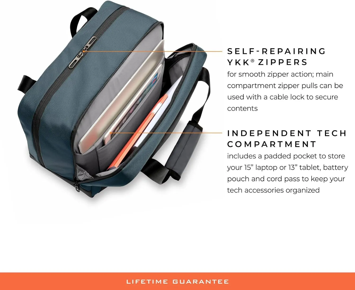 Briggs & Riley Underseat Cabin Bag - Carry On Luggage for Travel, Softside Bag for Men & Women, Self-Repairing Zippers, PVC-Coated Base, Fits up to 15" Laptop - ZDX Collection, Ocean
