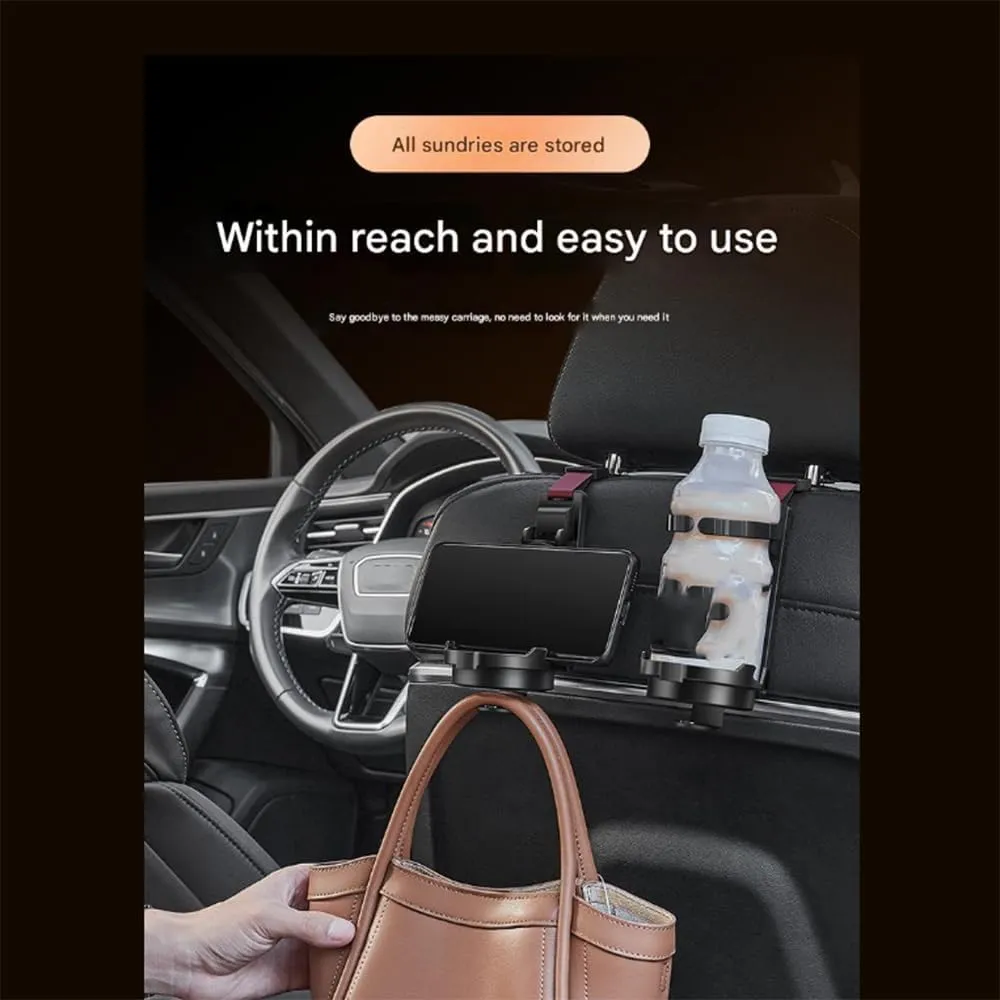 Car Seat Headrest Hook for Jaguar XJ (Long axis) 2010-2018,Car Seat Hooks with Phone Holder for Purse,Even Bottle,Backpacks Car Interior Storage Accessories,A