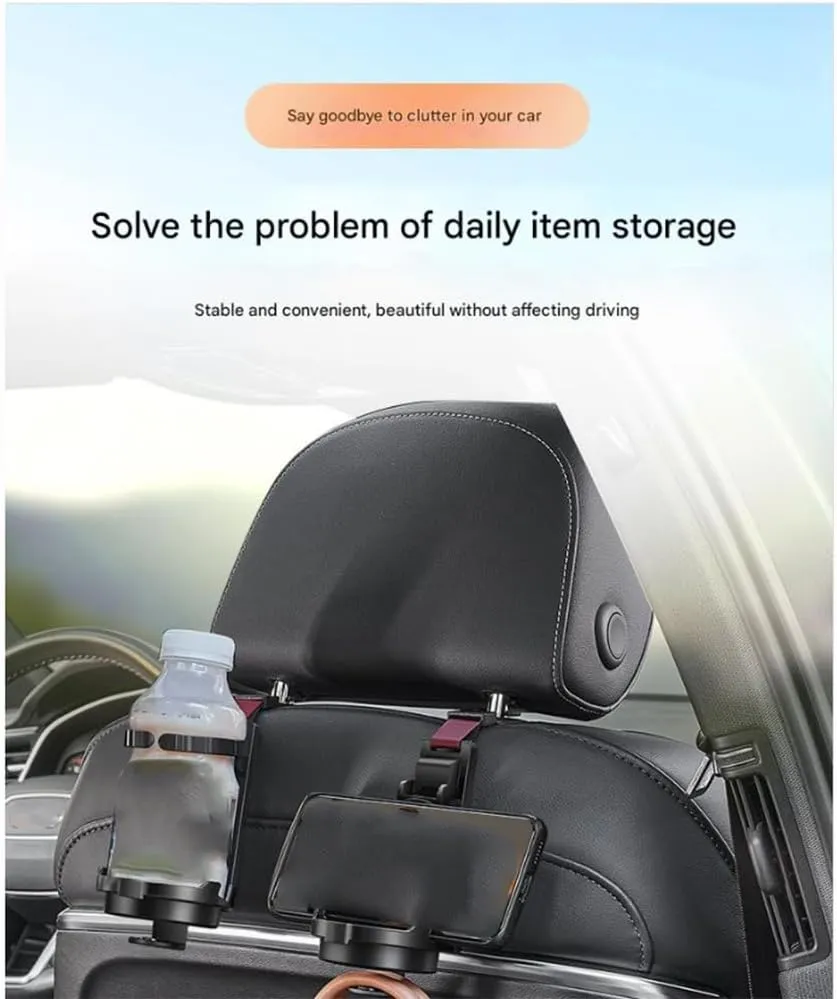 Car Seat Headrest Hook for Jaguar XJ (Long axis) 2010-2018,Car Seat Hooks with Phone Holder for Purse,Even Bottle,Backpacks Car Interior Storage Accessories,A