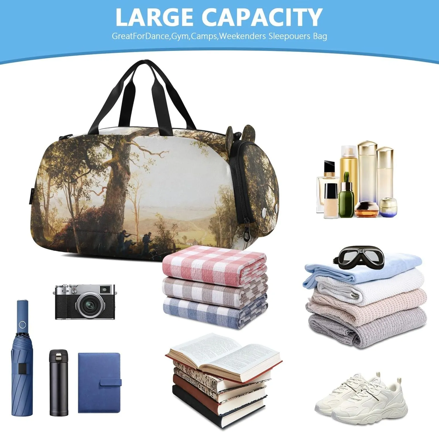 Carry on Duffel Bag Boys Overnight Bags Toddler Girls Duffle Bags for Travel Sports Duffle Bag Albert Bierstadt Guerrilla Painting