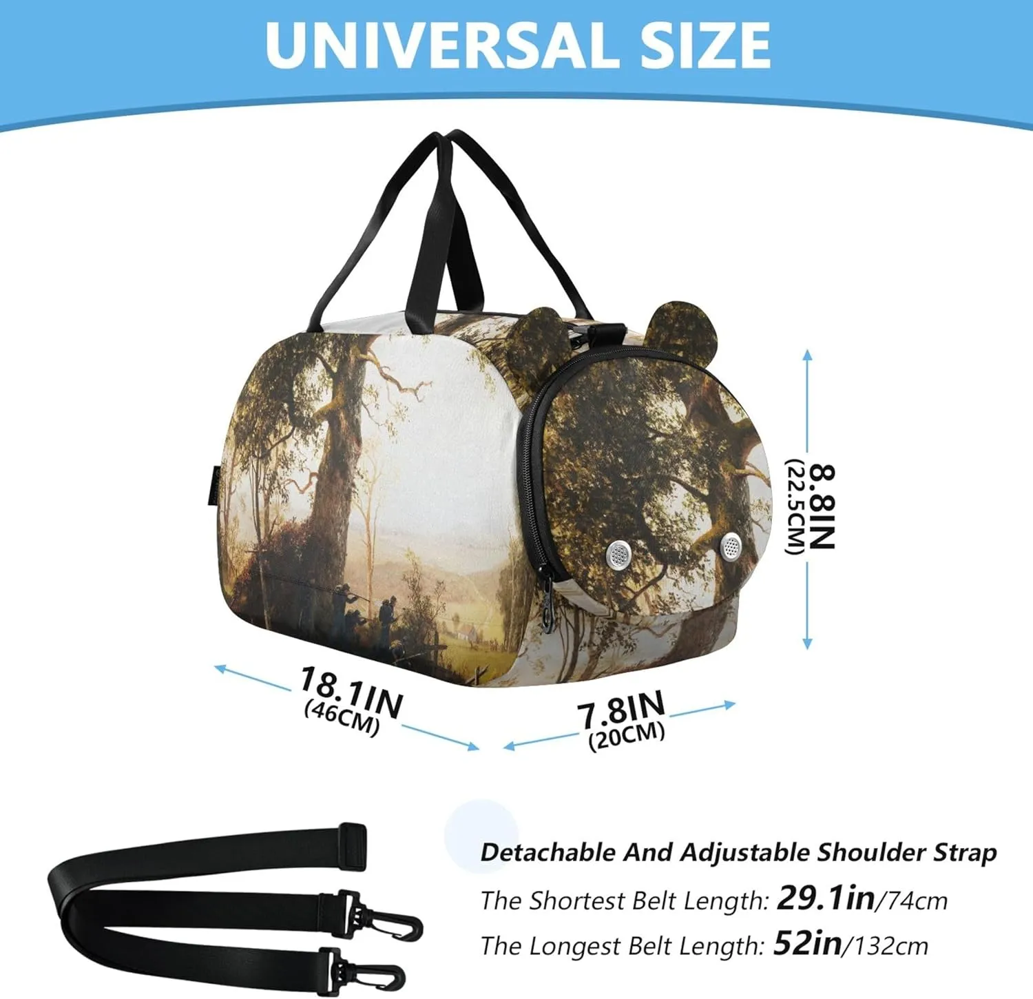 Carry on Duffel Bag Boys Overnight Bags Toddler Girls Duffle Bags for Travel Sports Duffle Bag Albert Bierstadt Guerrilla Painting