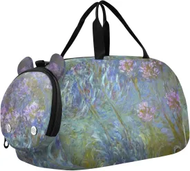 Claude Monet Agapanthus Anagoria Duffle Bags for Traveling Tote Overnight Bags Toddler Boys Carry on Duffel Sports Dance Bag