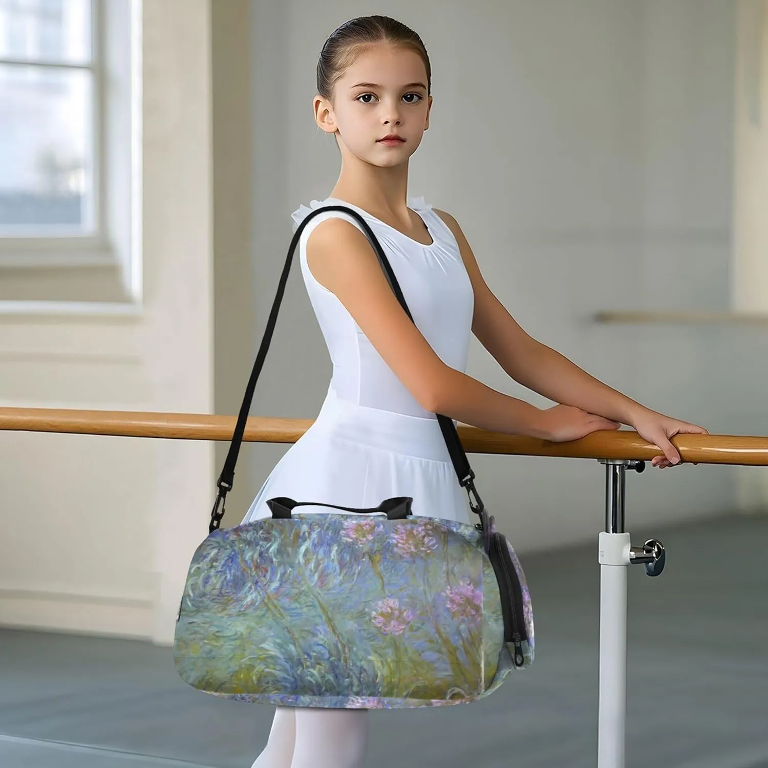 Claude Monet Agapanthus Anagoria Duffle Bags for Traveling Tote Overnight Bags Toddler Boys Carry on Duffel Sports Dance Bag