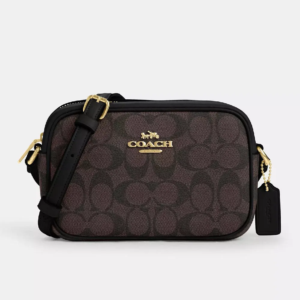 Coach Outlet Mini Jamie Camera In Signature Canvas Bag, Dark Brown