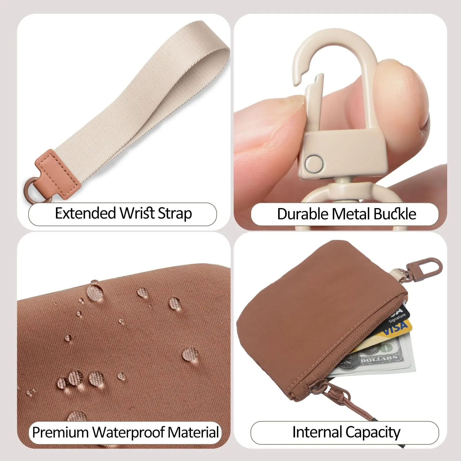 COOLANS Mini Wristlet Wallets Dual Pouch,Around Wristlet Handbag Wallet for Women Zip Cards Holder,Wristlet Bracelet Purse