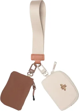 COOLANS Mini Wristlet Wallets Dual Pouch,Around Wristlet Handbag Wallet for Women Zip Cards Holder,Wristlet Bracelet Purse
