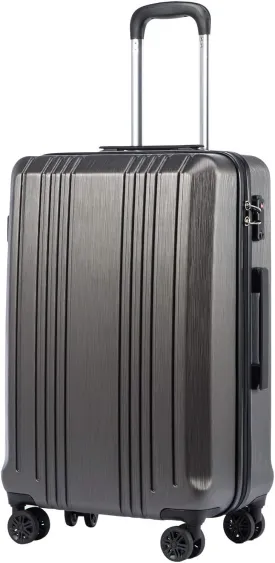 Coolife Luggage Suitcase PC ABS with TSA Lock Spinner Carry on Hardshell Lightweight 20in 24in 28in (grey, S(20in))