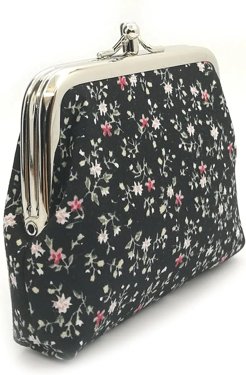 Cute Floral Buckle Coin Purses Vintage Pouch Kiss-lock Change Purse Wallets