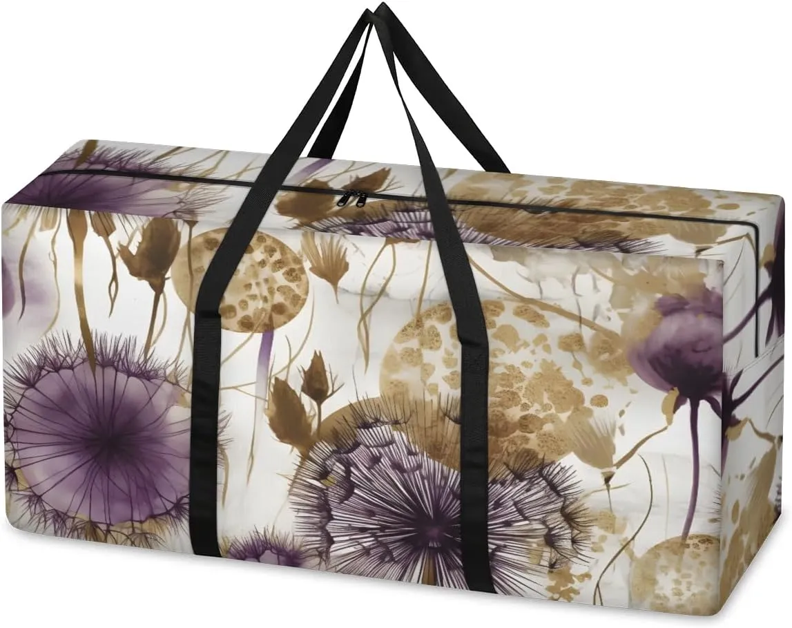 Extra Large Moving Bags Watercolor Dandelions Storage Bags with Handles and Zippers Large Packing Bags for Space Saving Storage Totes Moving Supplies