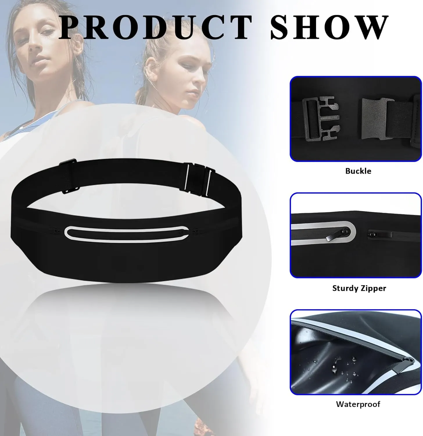 Fanny Pack Women Men Girls Kids Crossbody Bags,Slim Running Belt Bag Plus Size,Waterproof Waist Bag for Travel Runners Phone Pouch Workout Cycling Dog Walking Sports Hiking Waist Pack Black