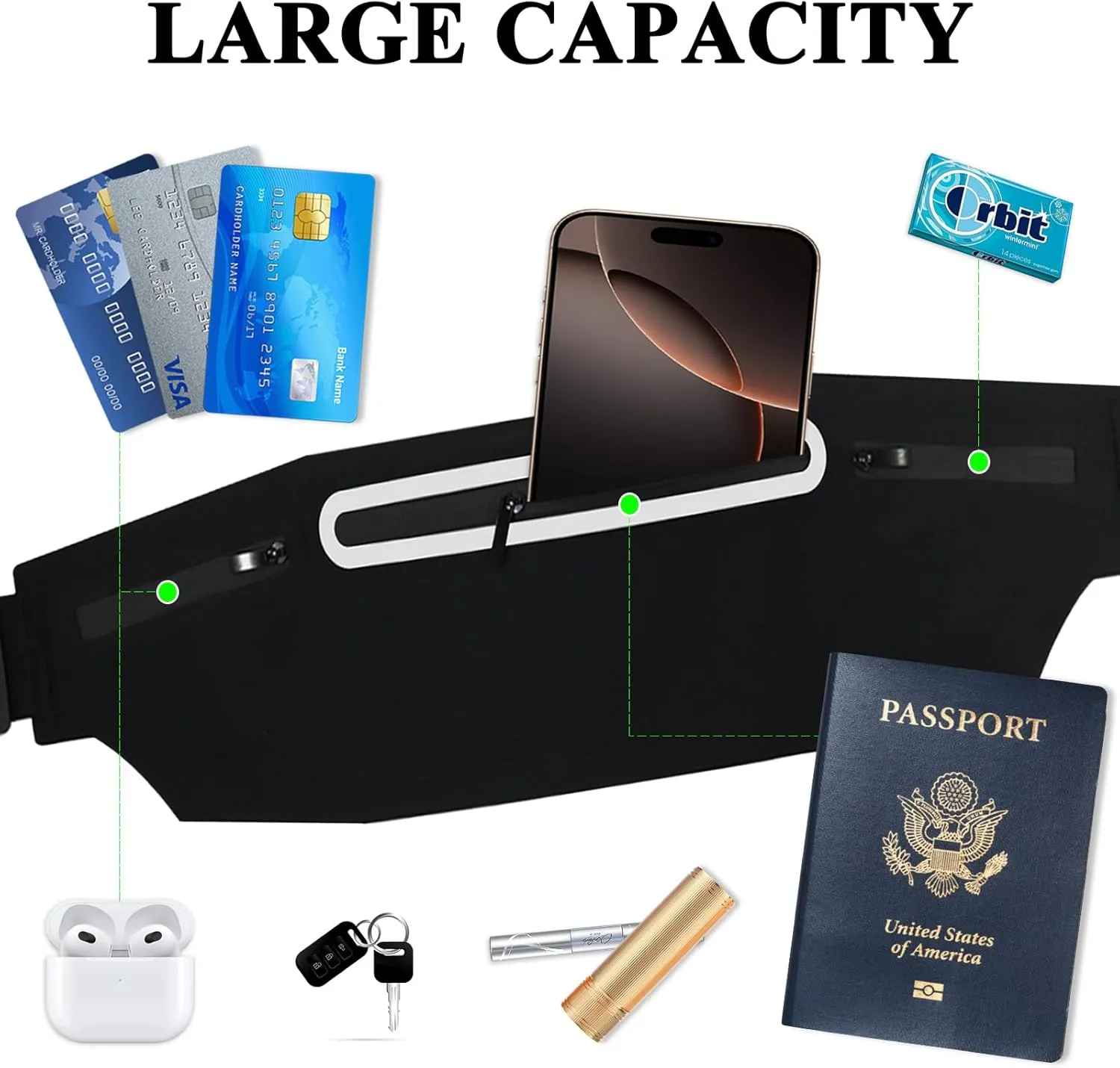 Fanny Pack Women Men Girls Kids Crossbody Bags,Slim Running Belt Bag Plus Size,Waterproof Waist Bag for Travel Runners Phone Pouch Workout Cycling Dog Walking Sports Hiking Waist Pack Black