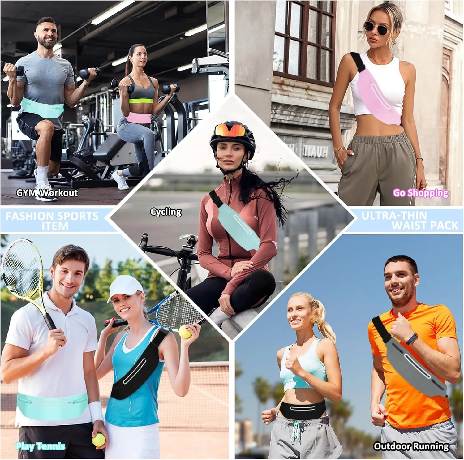 Fanny Pack Women Men Girls Kids Crossbody Bags,Slim Running Belt Bag Plus Size,Waterproof Waist Bag for Travel Runners Phone Pouch Workout Cycling Dog Walking Sports Hiking Waist Pack Black