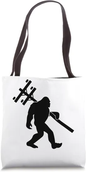 Funny Lineman bigfoot hanging Electricity column electrician Tote Bag