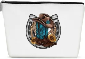 Funny Western Makeup Bag, Western Gifts, Western Accessories for Women, Vintage Cowgirl Cosmetic Bag for Women Sister Boss Western Lovers Mom Birthday Christmas Friendship Travel Toiletry Bag