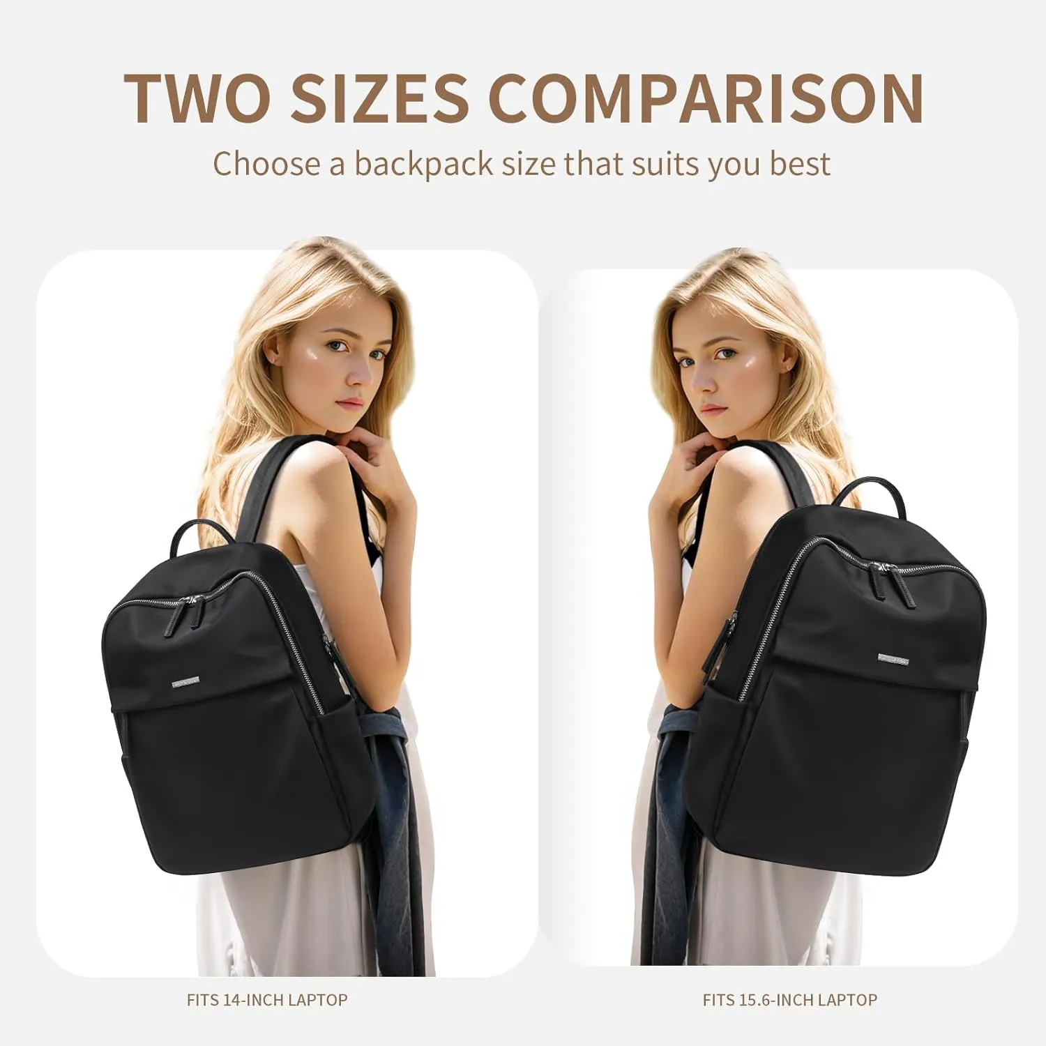 GOLF SUPAGS Womens Laptop Backpack with Separate Laptop Compartment Water Resistant Computer Backpacks Fits 14 Inch Notebook Travel Work College Bags (14-Inch, Black)