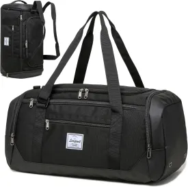 Laripwit Travel Duffle Bag for men 40L Medium Sports Gym Bag with Wet Pocket & Shoes Compartment Weekender Overnight Backpack for Traveling Duffel Bag Backpack for Women, Black