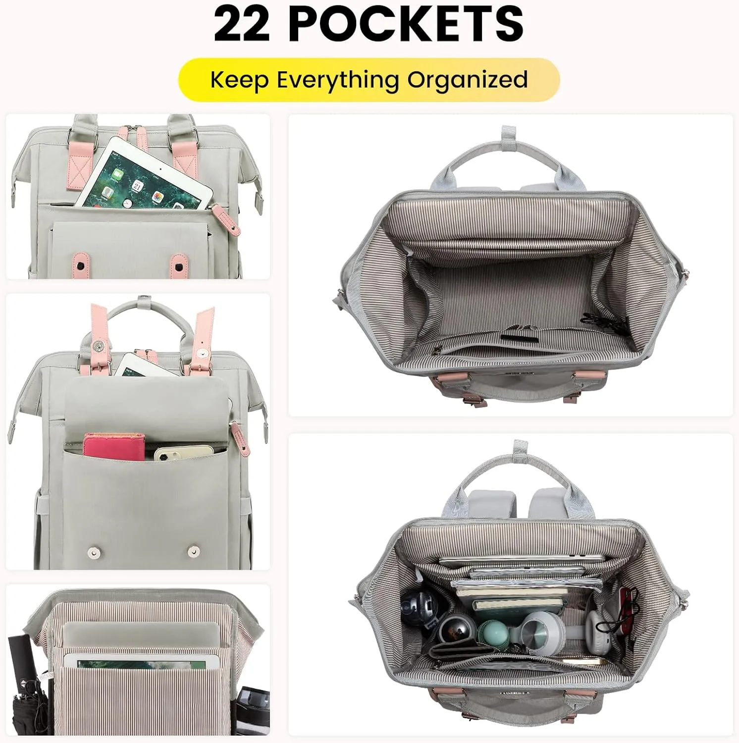 LOVEVOOK Laptop Backpack for Women Teacher Work Bags Travel Backpack, Business Computer Laptop Bag Nurse Bags College Backpack Purse, 17 Inch