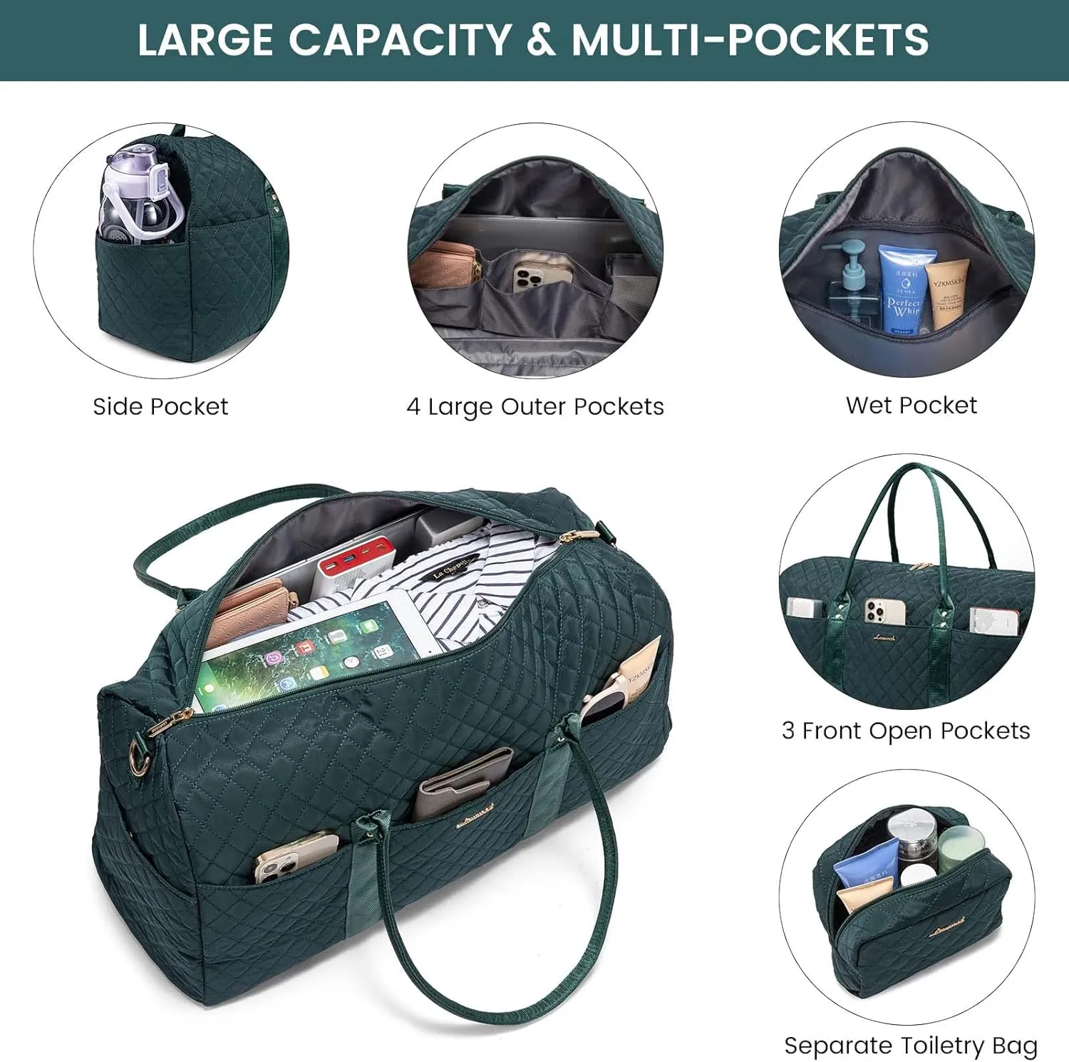 LOVEVOOK Travel Duffle Bag,Carry on Overnight Bag with Shoe Compartment,Weekender Bags for Women with Toiletry Bag,Gym Duffel Bag with Wet Pocket,Hospital Bags for Labor and Delivery