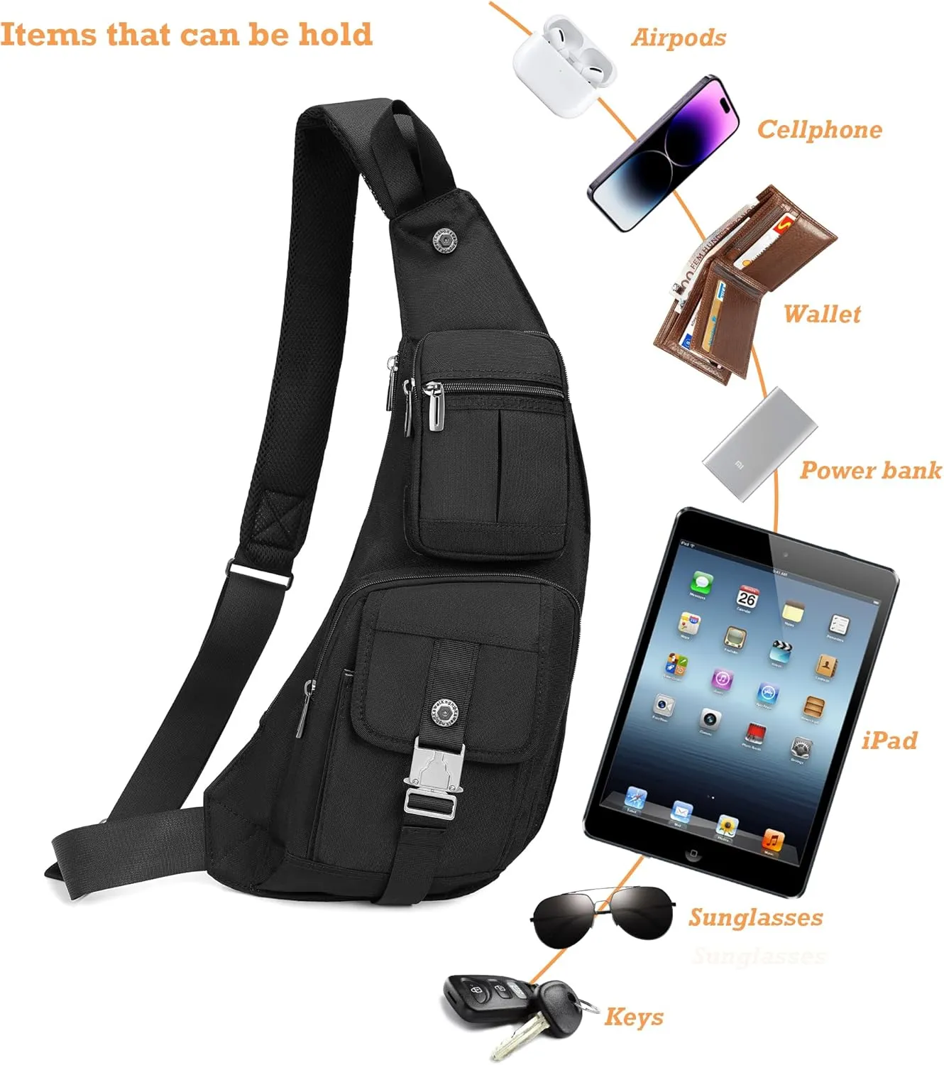 NICGID Sling Bag Chest Shoulder Backpack Crossbody Bags Casual Daypack for Men Women (Grey-013)