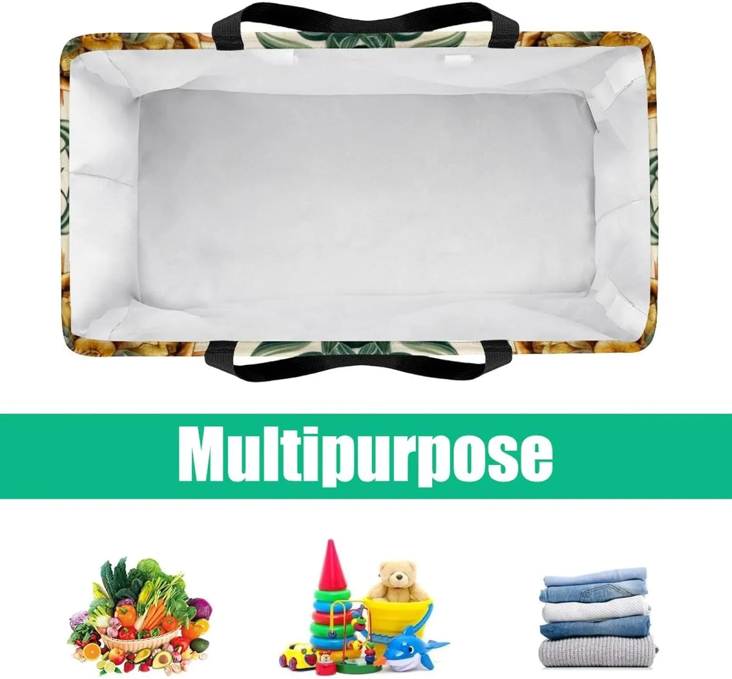 Reusable Grocery Shopping Bag Large Shopping Bag Foldable for Storage Picnic Clothes Pineapple Aesthetic Pattern