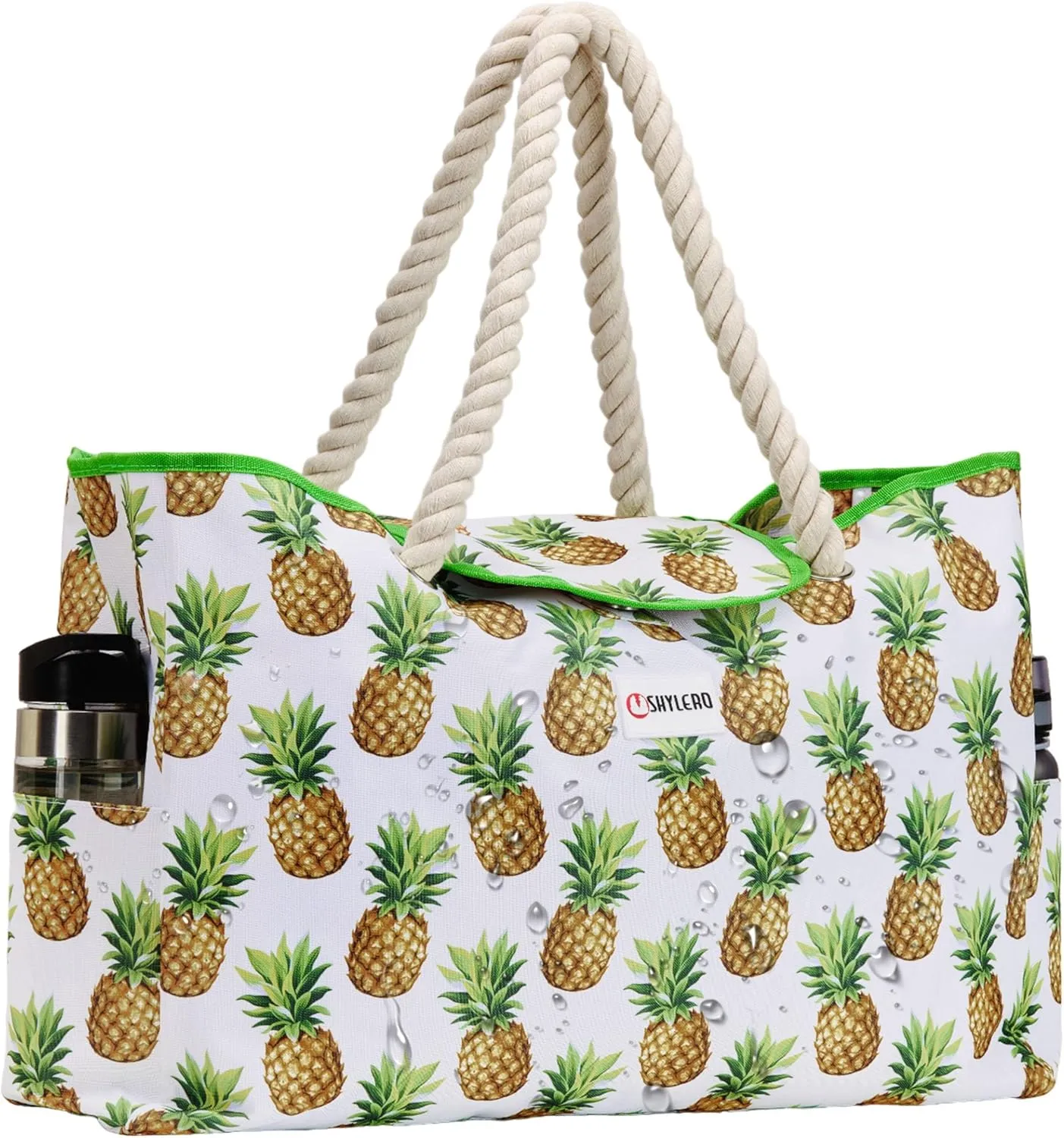 SHYLERO Beach Bag and Pool Bag Has Airtight Pouch, Magnetic Snap Closure. Beach Tote is Water Resistant. Family Size