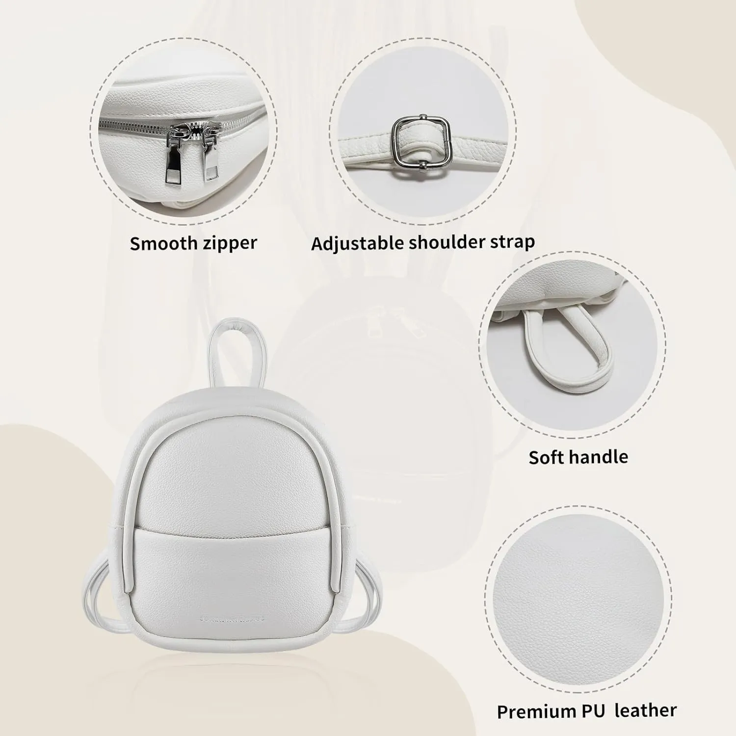 Small Backpacks, PU Leather Small Backpack Purse for Women, Stylish Mini Backpack Cute Backpack (white)
