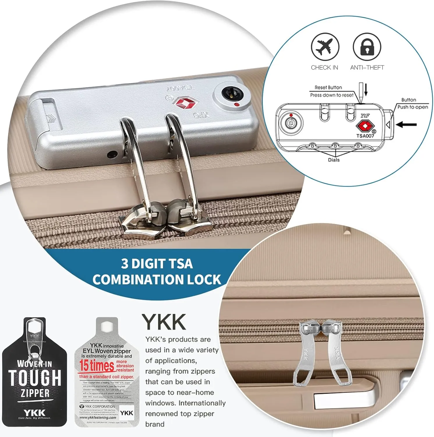 Somago 20" Carry On Luggage and 14" Mini Cosmetic Cases Travel Set Lightweight Polypropylene Suitcase with TSA Lock YKK Zipper Hardside Luggage with Spinner Wheels (2 Piece Set, Noble Golden)