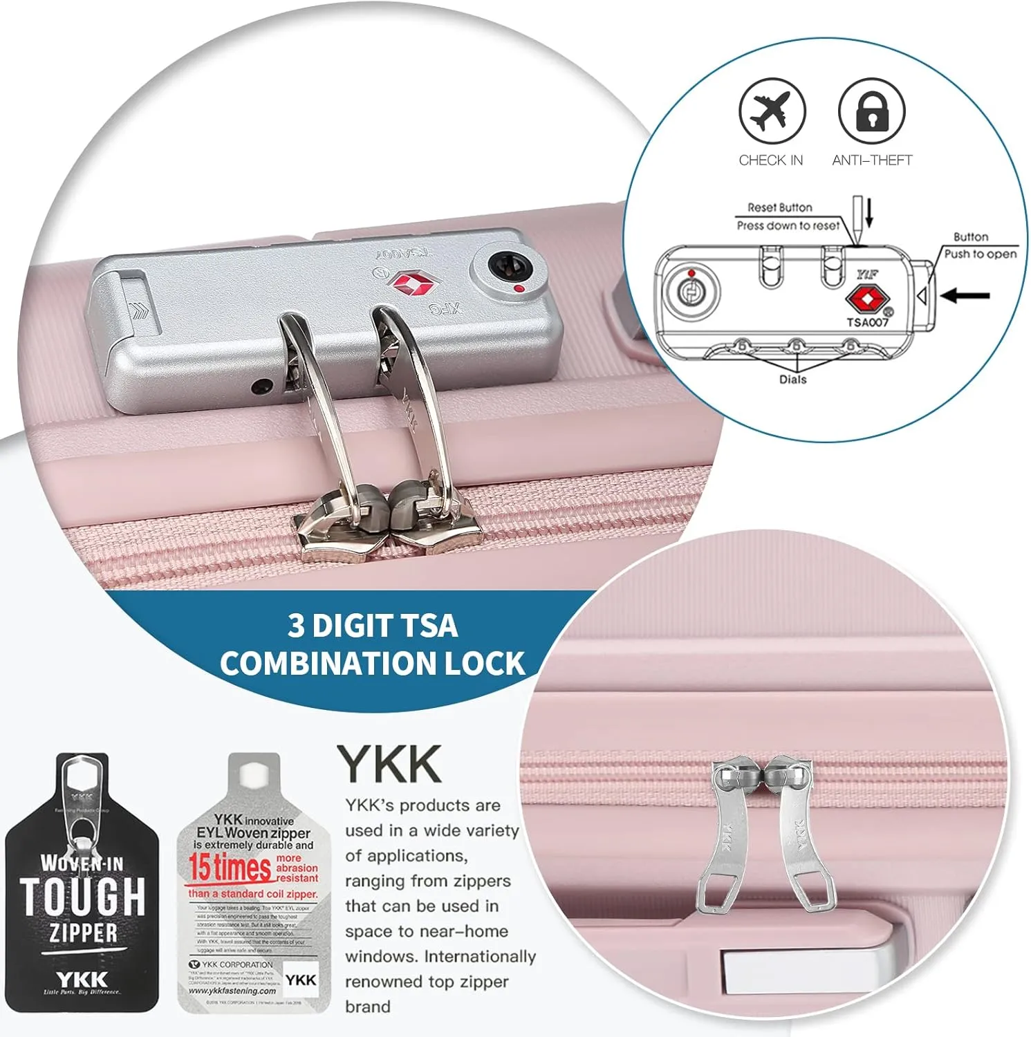 Somago 20" Carry On Luggage and 14" Mini Cosmetic Cases Travel Set Lightweight Polypropylene Suitcase with TSA Lock YKK Zipper Hardside Luggage with Spinner Wheels (2 Piece Set, Nude Pink)