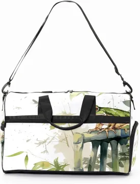Sports Gym Bag for Women, Sport Duffle Workout Bags with Shoe Compartment, Small Womens Gym Bags, Chinese Painting Frog - 2