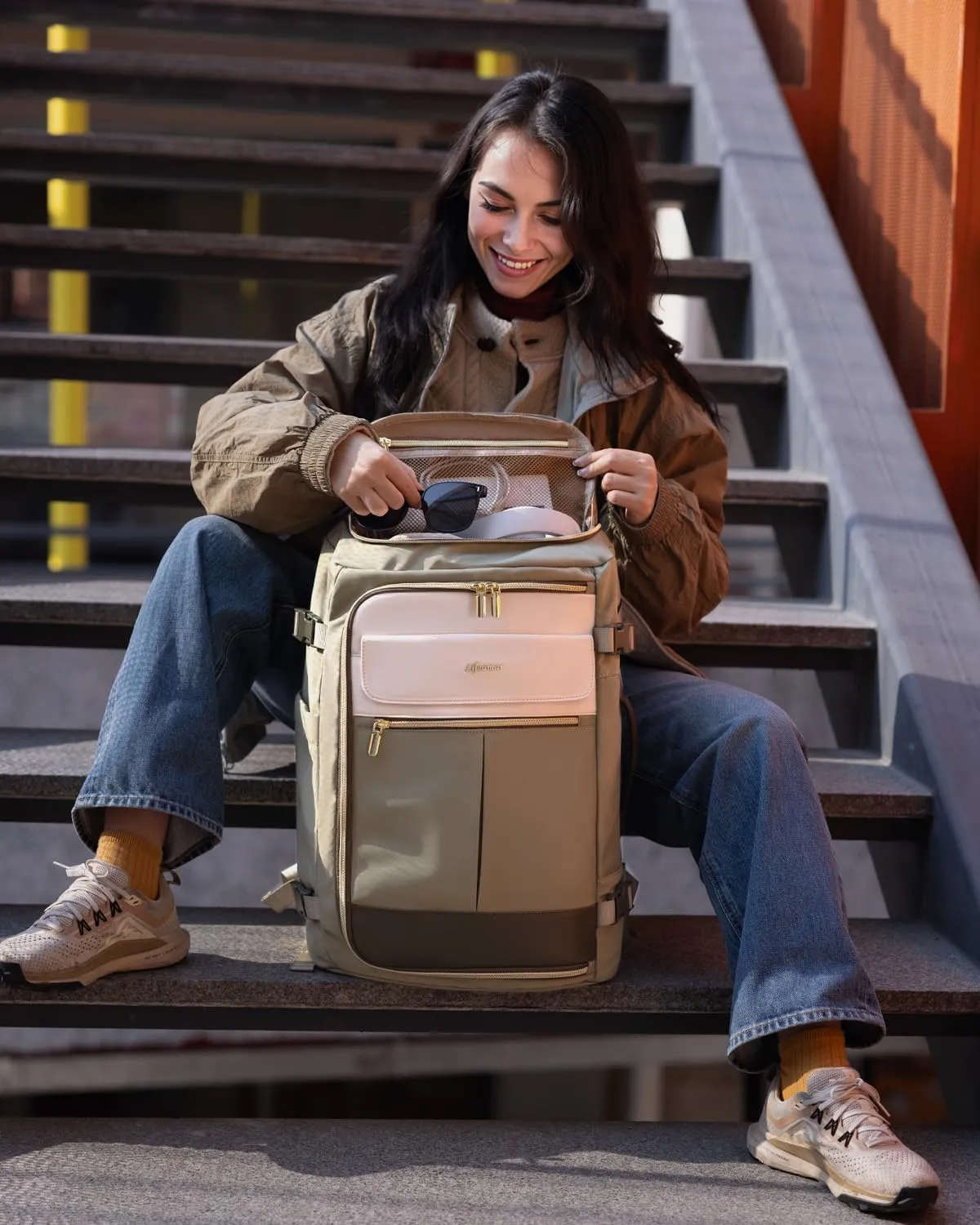 Travel Backpack for Women, 40L Carry On Backpacks Flight Approved, 18x14x8 Inches Personal Item Travel Bag, Large Backpack for Travel fits 17.3 Laptop, Waterproof Weekender Bag