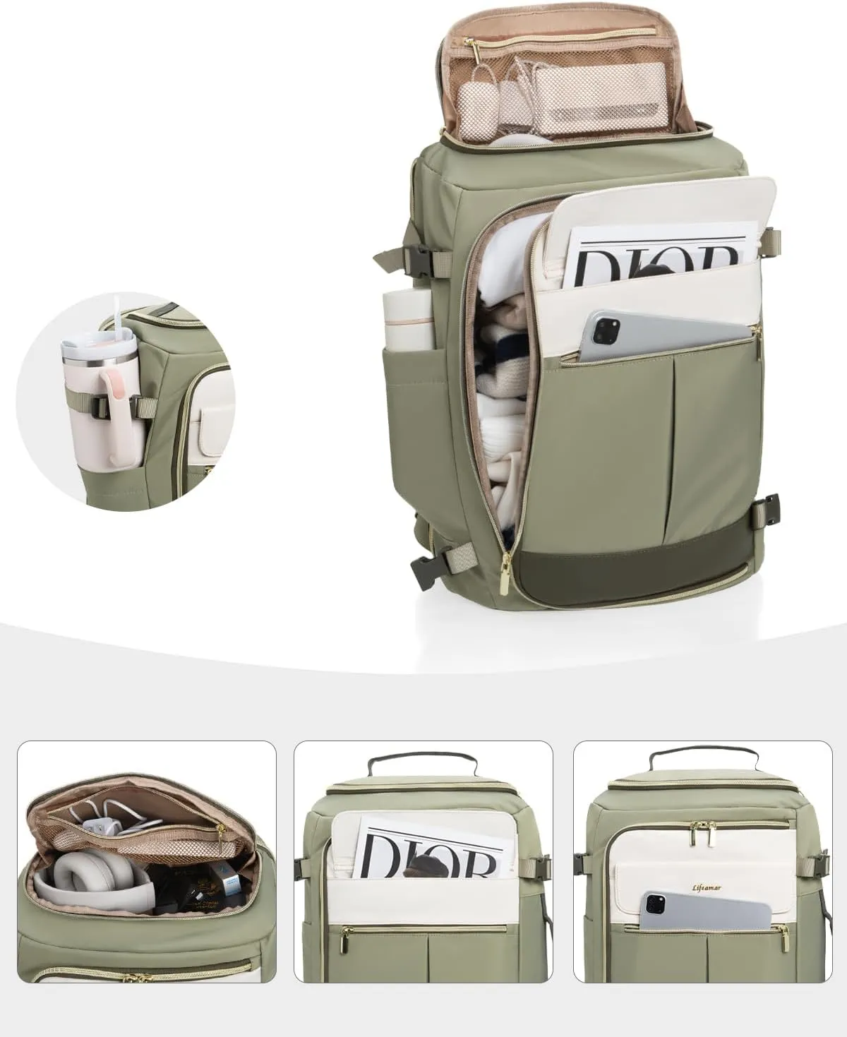 Travel Backpack for Women, 40L Carry On Backpacks Flight Approved, 18x14x8 Inches Personal Item Travel Bag, Large Backpack for Travel fits 17.3 Laptop, Waterproof Weekender Bag