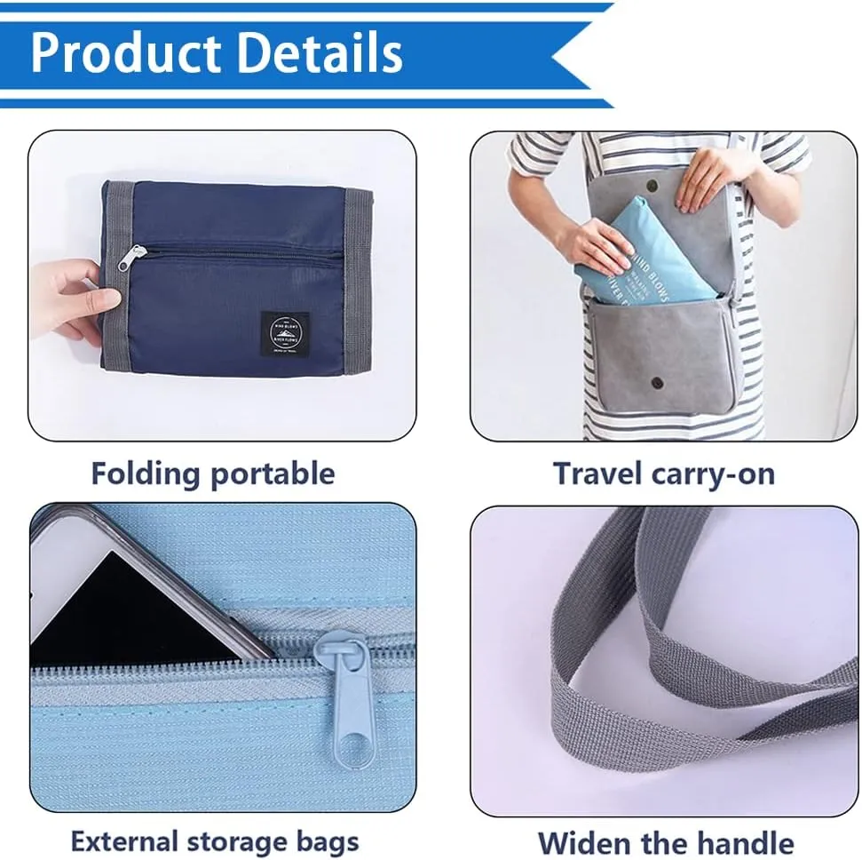 Travel Bag 12 Packes Carry on Luggage Foldable Duffel Bag Sports Gym Bag Weekender Overnight Bag Water Resistant Nylon Travel Duffel for Men Women (Blue 12PCS)