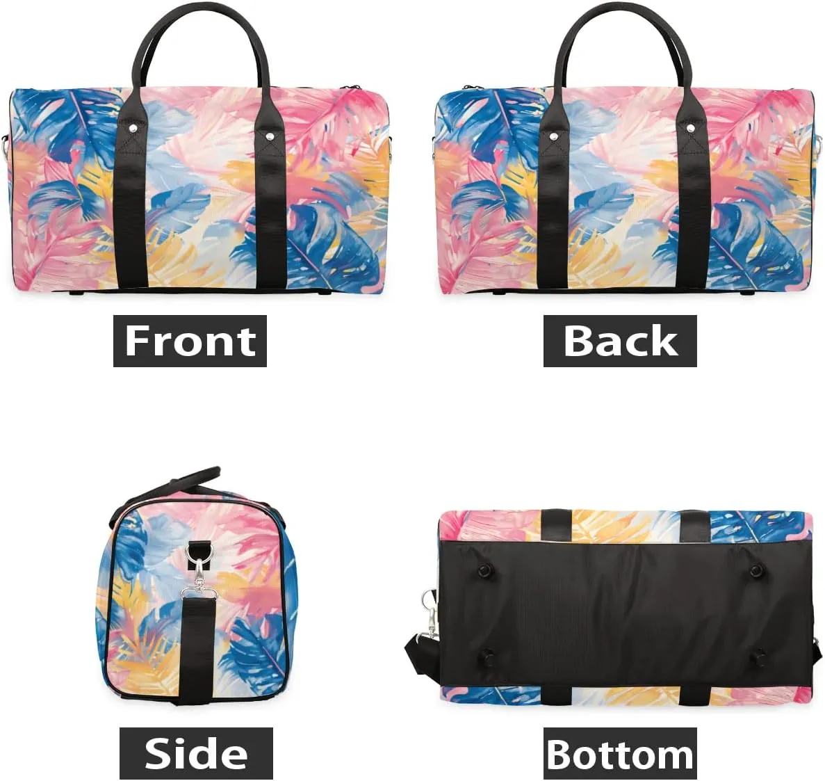 Travel Duffel Bag, Colorful Tropical Palm Leaves Sports Tote Gym Bag Foldable Western Aztec Weekender Bag Carry on Luggage Handle Bag Overnight Shoulder Bag for Women Men,A-1779