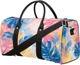 Travel Duffel Bag, Colorful Tropical Palm Leaves Sports Tote Gym Bag Foldable Western Aztec Weekender Bag Carry on Luggage Handle Bag Overnight Shoulder Bag for Women Men,A-1779