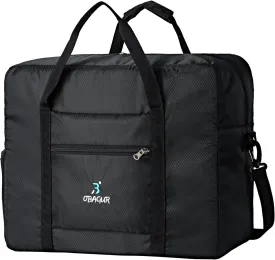 Travel Tote Bag Foldable Travel Duffel Bag For Spirit Airlines Personal Item Bag, Weekender Bags for Men Women with Shoe Compartment, Carry on Overnight Bag(Black, 20L)