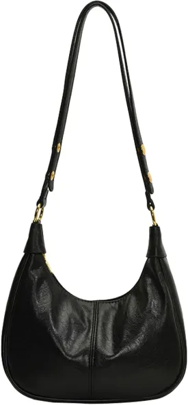 Vintage PU Leather Hobo Shoulder Bag Women Crescent Small Crossbody Handbag Versatile Wallet Everyday Purse 2025