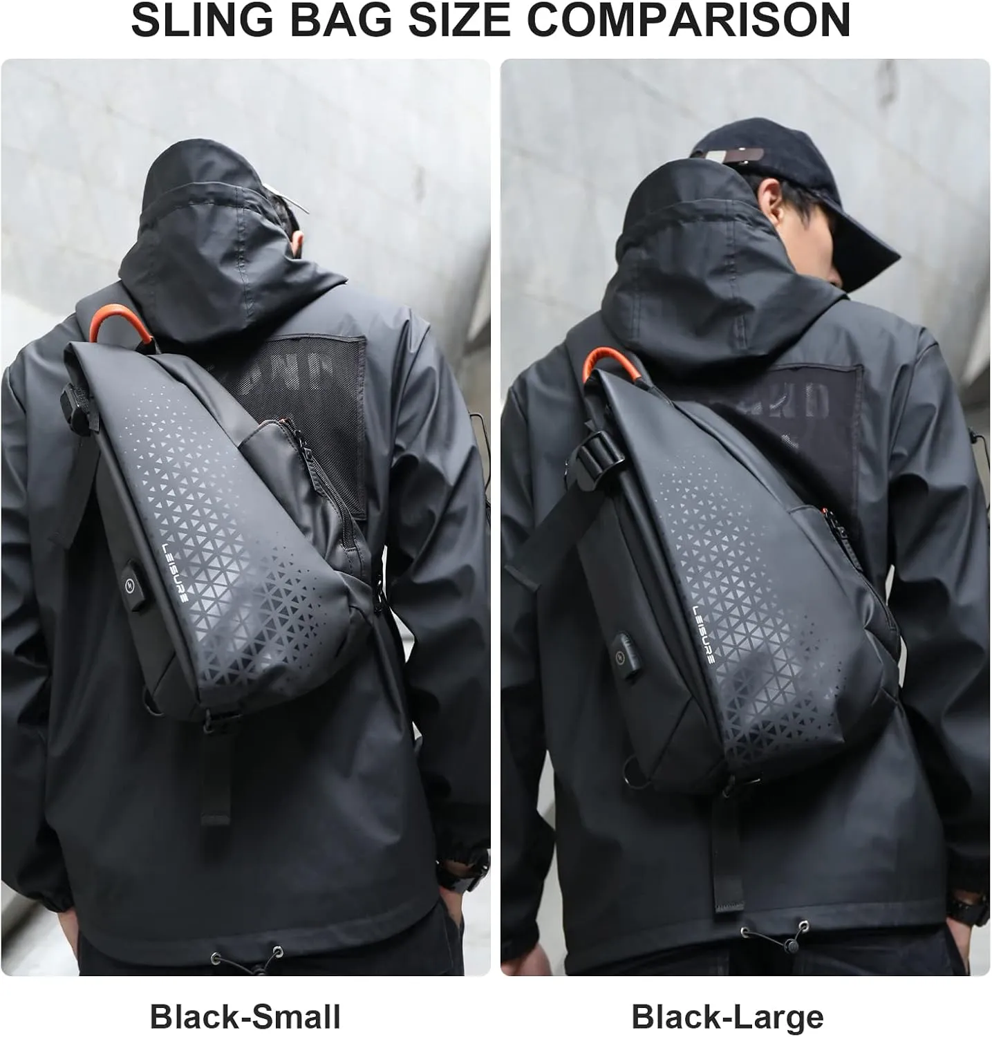 Waterproof Sling Bag for Men,Sling Backpack with USB Charger Crossbody one strap backpack Anti-Theft,Causal