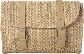 Woven Bum Bag Straw Retro Sling Purse Faux Leather Belt Magnetic Fanny Waist Pack Chest Shoulder Bag Crossbody Bum Bags for Women Travel Daily Use(Brown)