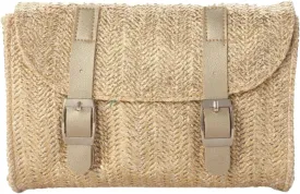 Woven Bum Bag Straw Retro Sling Purse Faux Leather Belt Magnetic Fanny Waist Pack Chest Shoulder Bag Crossbody Bum Bags for Women Travel Daily Use(Champagne)